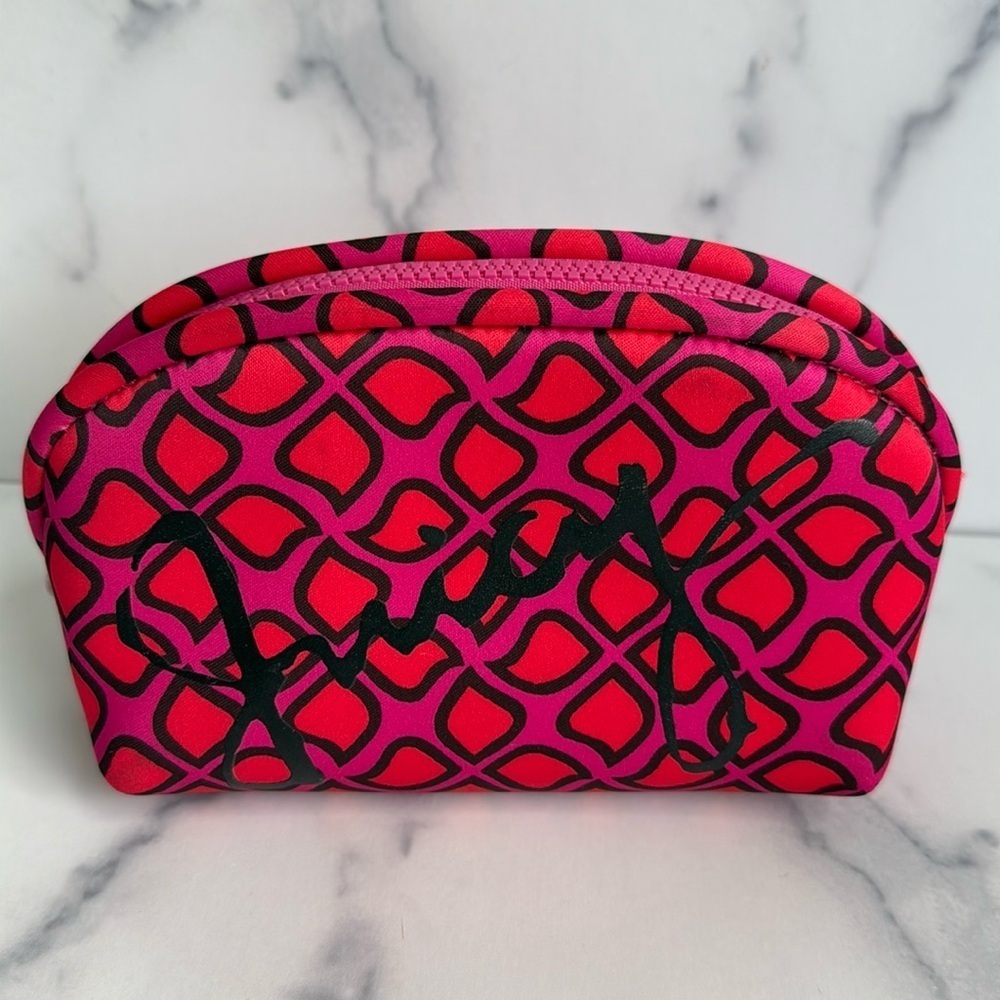 Juicy Couture Logo Pink Large Nylon Cosmetic Makeup Case NWT